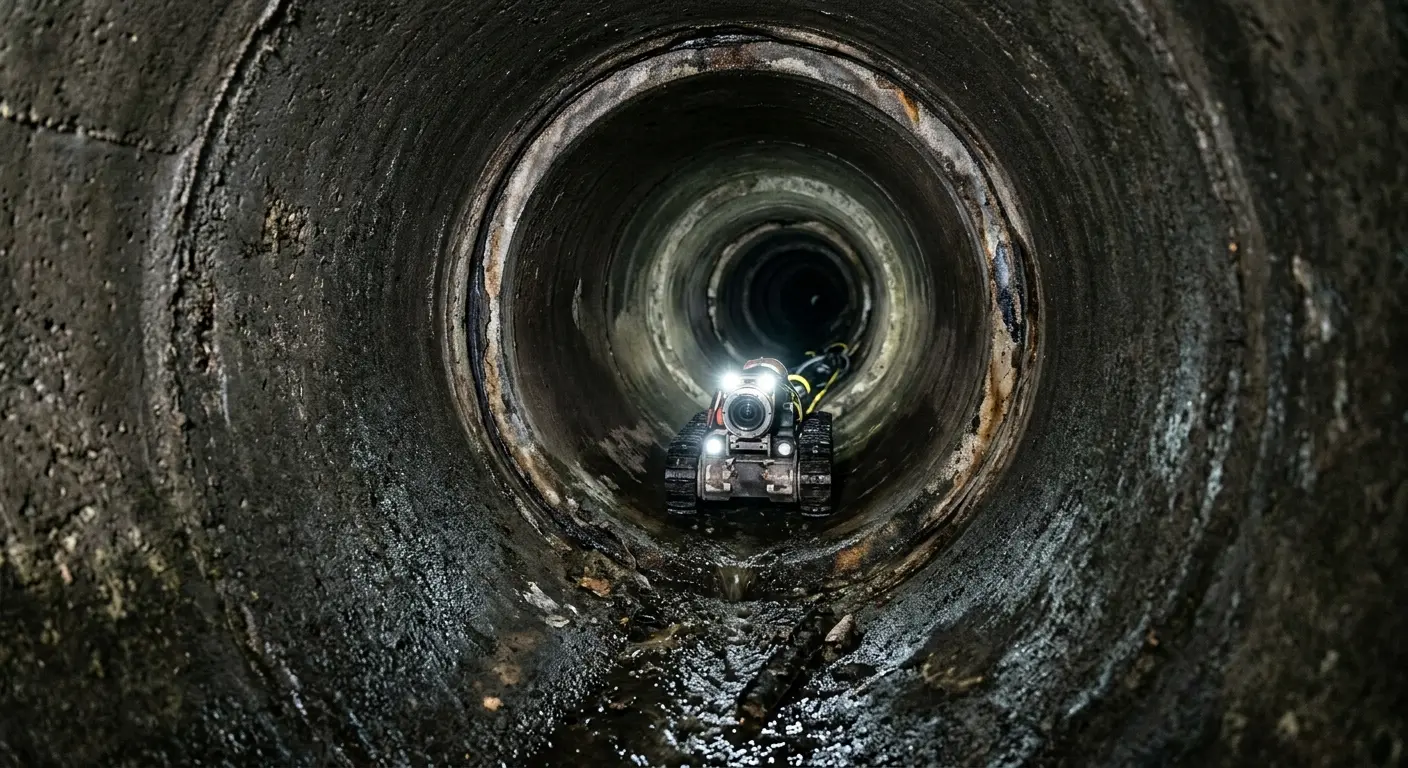 Robotic sewer camera inspecting pipe interior for Sewer Line Repair in Independence
